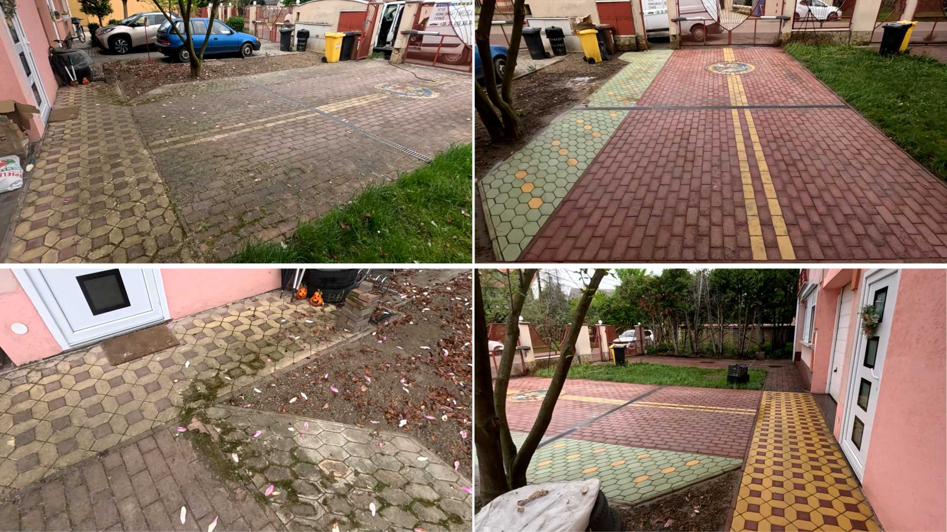 Térkőtisztítás előtte és utána