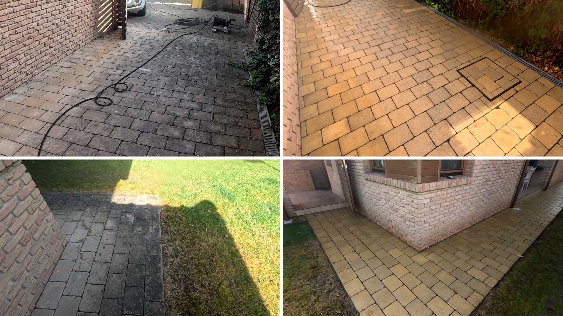 Térkőtisztítás előtte és utána